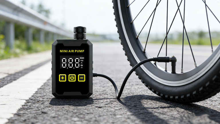 Mini Portable Bicycle Air Pumps in use for emergency tire inflation